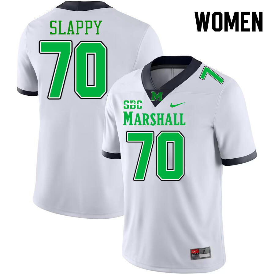 Women #70 Jalen Slappy Marshall Thundering Herd SBC Conference College Football Jerseys Stitched-Whi